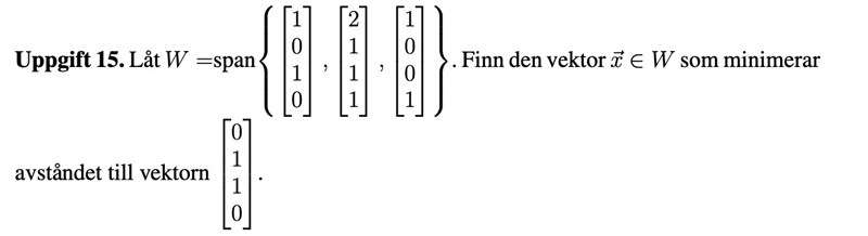 Vektor som minimerar avståndet till en annan vektor (Matematik ...