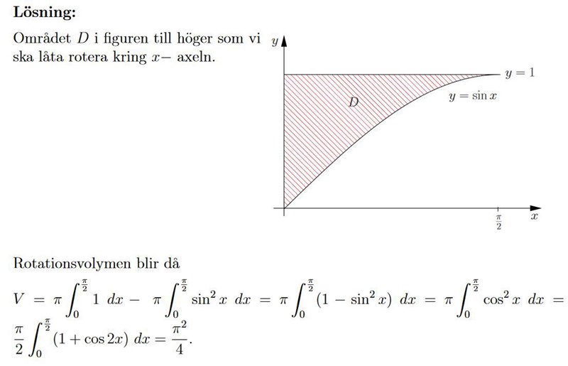 Rotation Formeln Rotationsvolym (Matematik/Universitet) – Pluggakuten