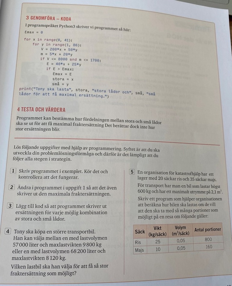Matteuppgift från 2c - maximal ersättning (Programmering/Python ...