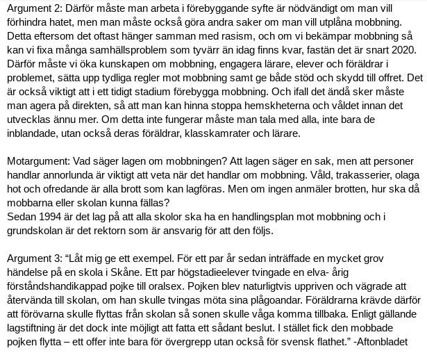 Argumenterande Text Svenska Gymnasium Pluggakuten