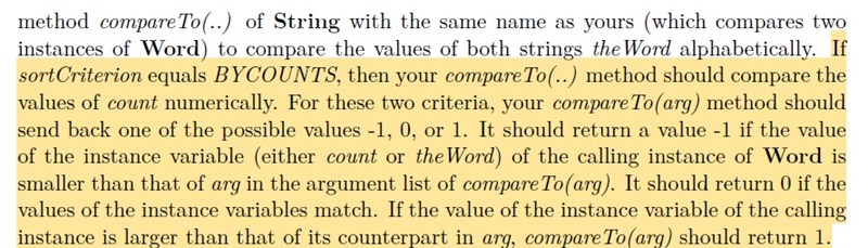 Klass word, compareTo metod (Programmering/Java) – Pluggakuten