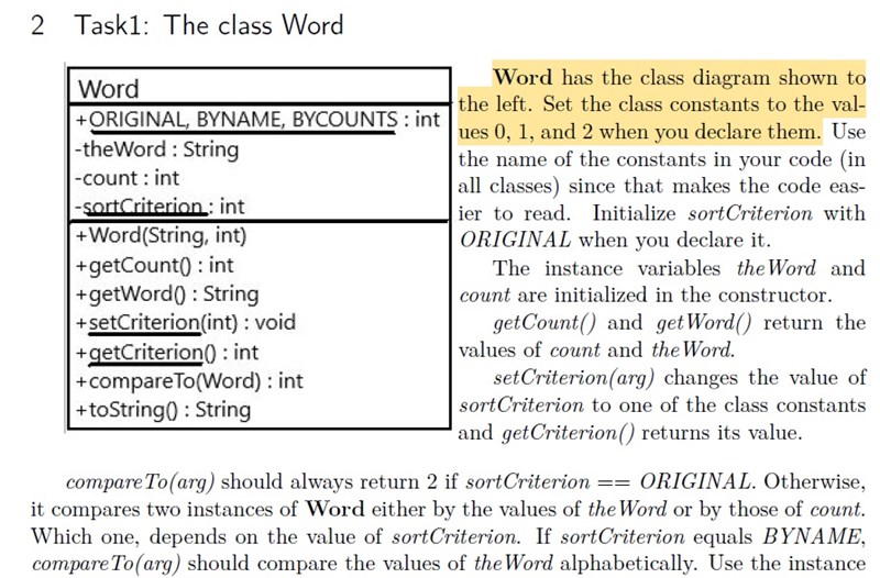Klass word, compareTo metod (Programmering/Java) – Pluggakuten