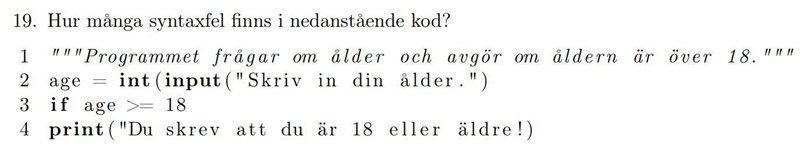 Hitta antal syntaxfel i ett kort program (Programmering/Python ...