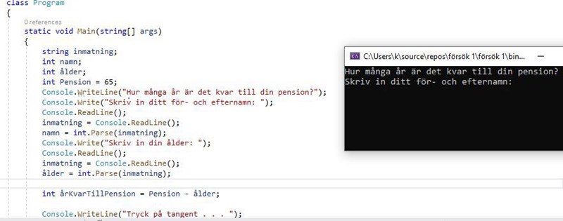 All kod jag skrivit in kommer inte med (Programmering/C#) – Pluggakuten