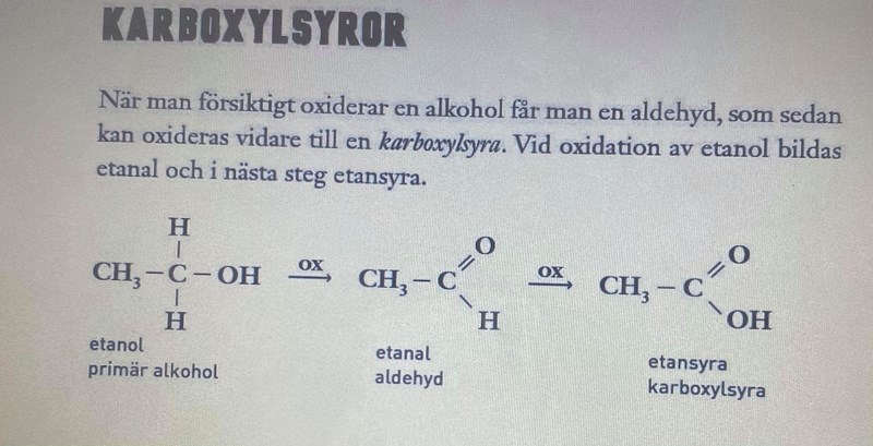 oxidation aldehyd till karboxylsyra (Kemi/Kemi 2) – Pluggakuten